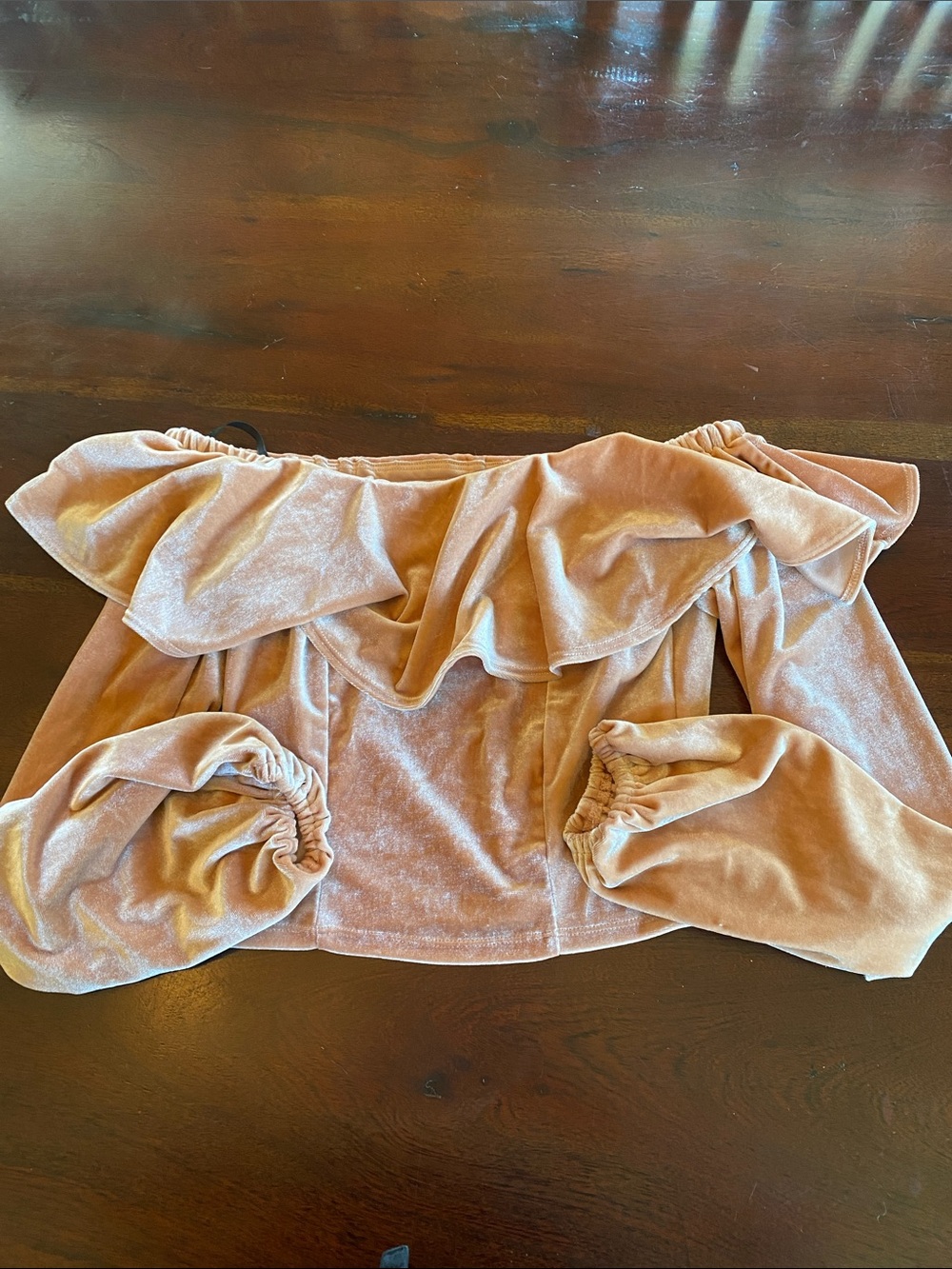 Forever 21 Velvet Off-Shoulder Top - Blush Pink Crushed velvet Cropped